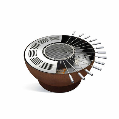 Fire bowl with grill ring, height-adjustable 100, stainless steel
