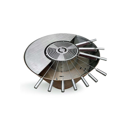 Fire bowl with conical grill ring 100, stainless steel