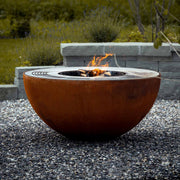 Fire bowl with grill ring, height-adjustable Alpaufzug 100, stainless steel
