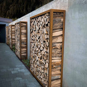 Firewood rack with back wall 200x200cm, stainless steel