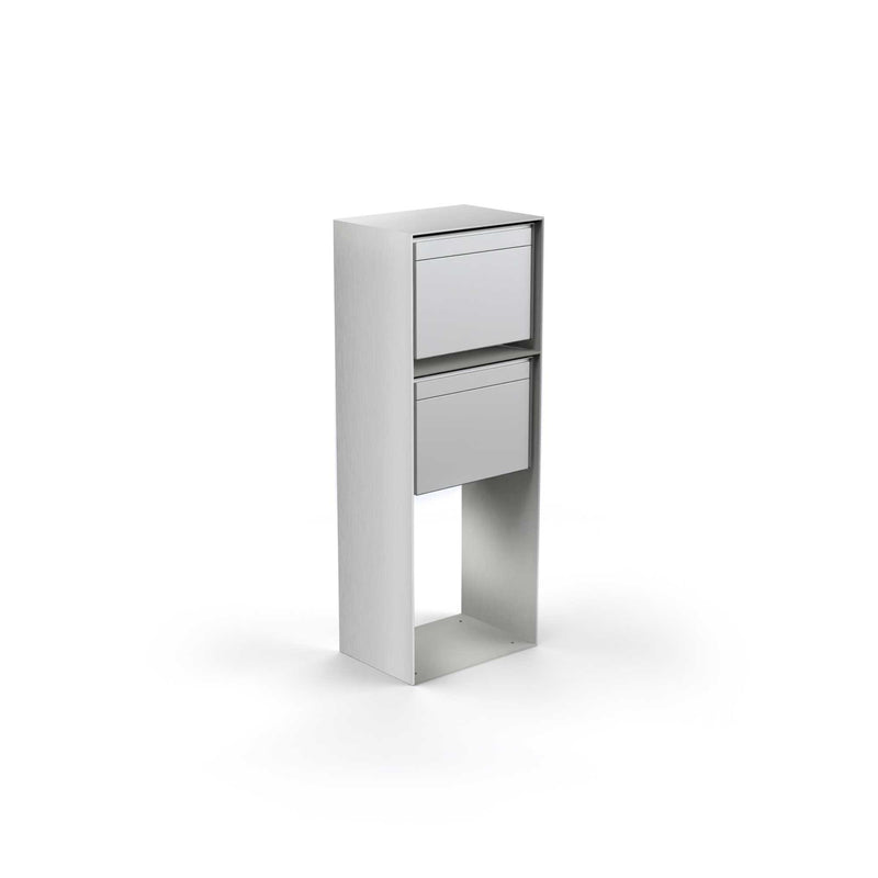 Vertical double letterbox, stainless steel