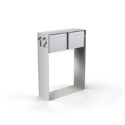 Horizontal double letterbox with lettering, stainless steel