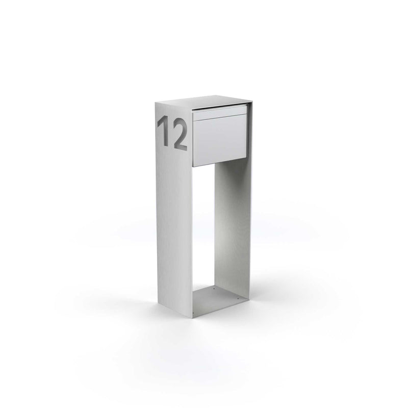 Letterbox with lettering, stainless steel