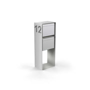 Vertical double letterbox with lettering, stainless steel