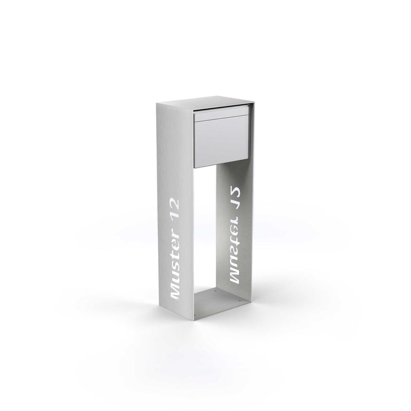 Letterbox with lettering, stainless steel