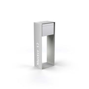 Letterbox with lettering, stainless steel