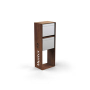 Vertical double letterbox with lettering, stainless steel