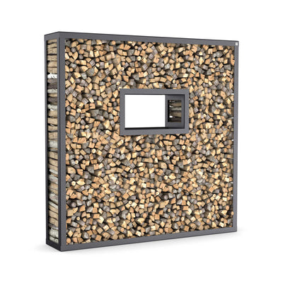 Firewood rack window, stainless steel powder-coated
