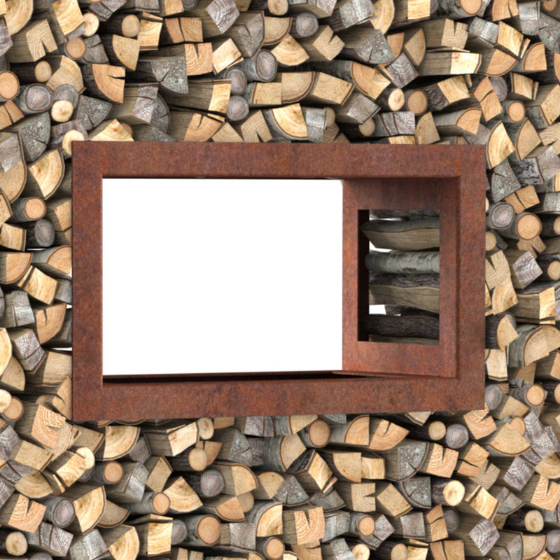 Firewood rack window, stainless steel