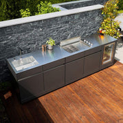 L-shaped outdoor kitchen