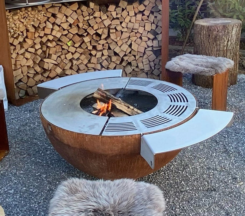 Hanging table for fire bowl round 80, stainless steel