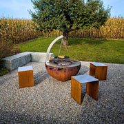 Fire bowl with barbecue gallows