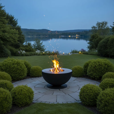 Fire bowl with grill ring, height-adjustable 100, stainless steel black