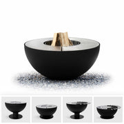 Fire bowl with grill ring, height-adjustable 100, stainless steel black