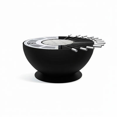 Fire bowl with grill ring, height-adjustable 100, stainless steel black