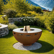 Fire bowl with alpine elevator