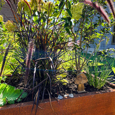 Raised bed with handrail in stainless steel