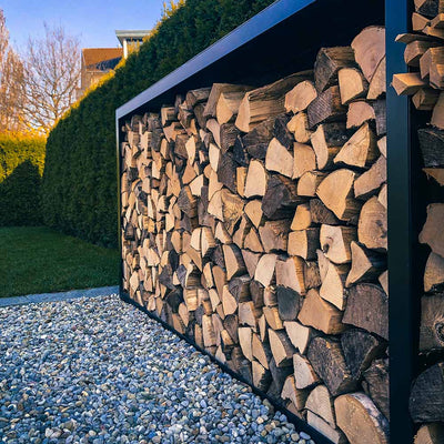 Made-to-measure firewood rack, stainless steel powder-coated