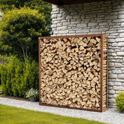 Firewood rack with back panel made to measure, stainless steel