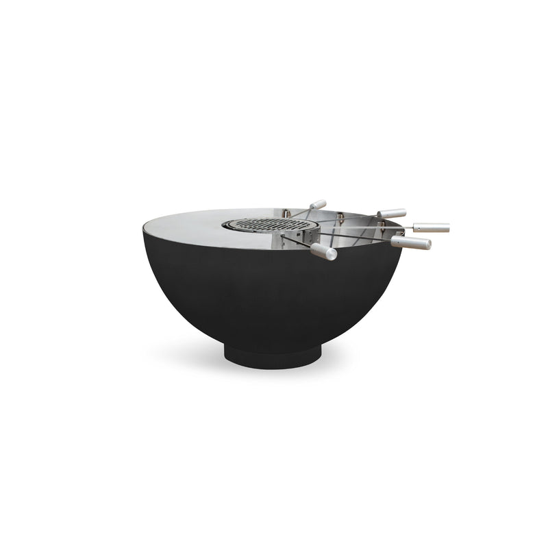 Fire bowl with grill ring small 80, stainless steel black