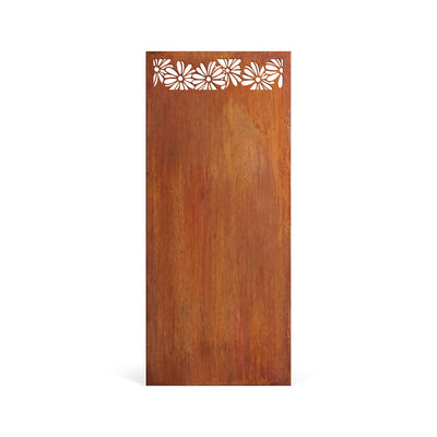 Privacy screen with floral ornament, patina finish