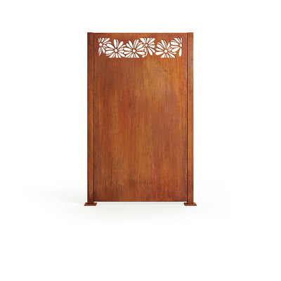 Privacy screen with floral ornament, patina finish