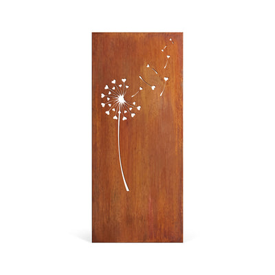 Privacy screen Dandelion with hearts, patina