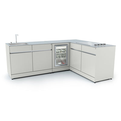 L-shaped outdoor kitchen