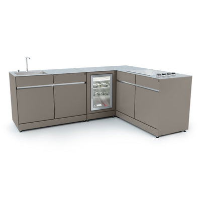 L-shaped outdoor kitchen