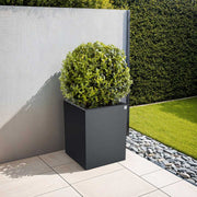 Plant pot with handrail made to measure, stainless steel powder coating