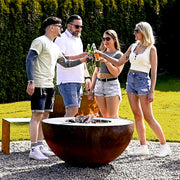 Fire bowl with grill ring, height-adjustable 100, stainless steel