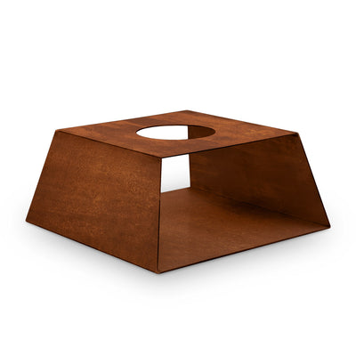 Base for fire bowl with wood compartment, stainless steel