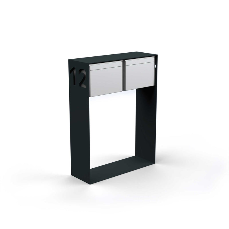 Horizontal double letterbox with lettering, powder coating