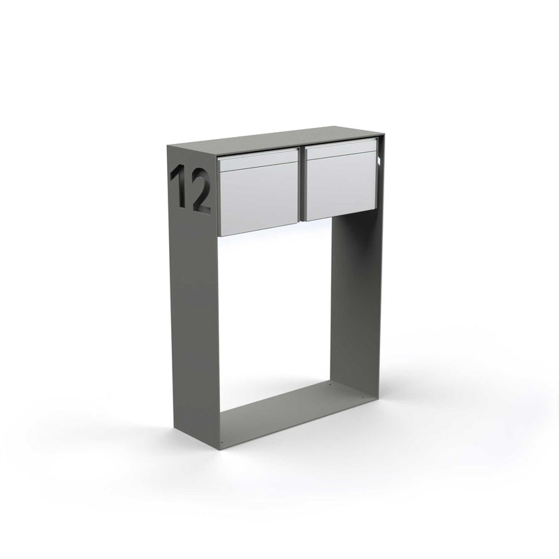 Horizontal double letterbox with lettering, powder coating