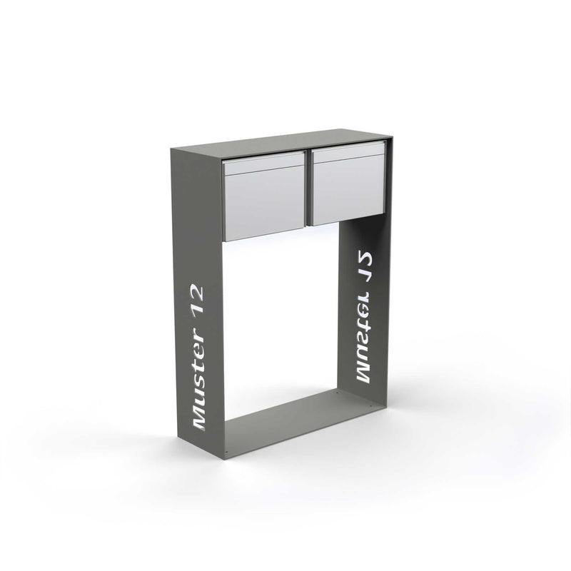 Horizontal double letterbox with lettering, powder coating