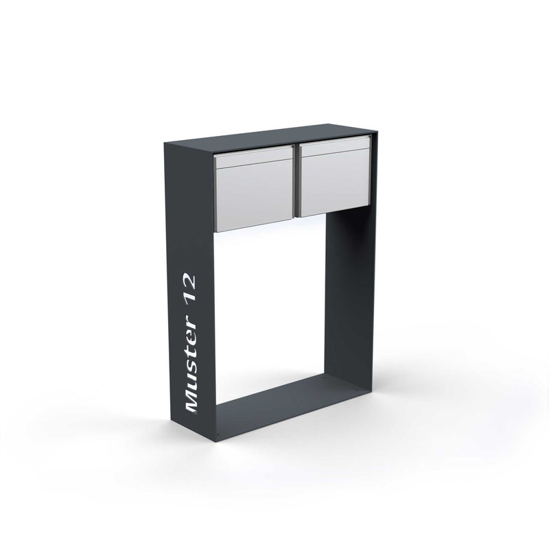 Horizontal double letterbox with lettering, powder coating