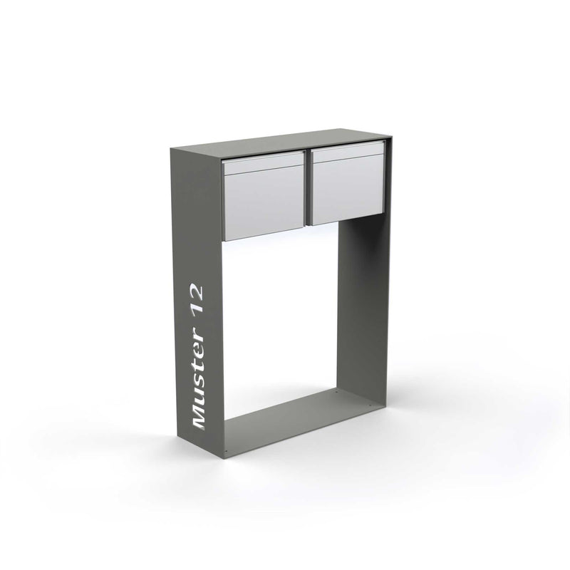 Horizontal double letterbox with lettering, powder coating