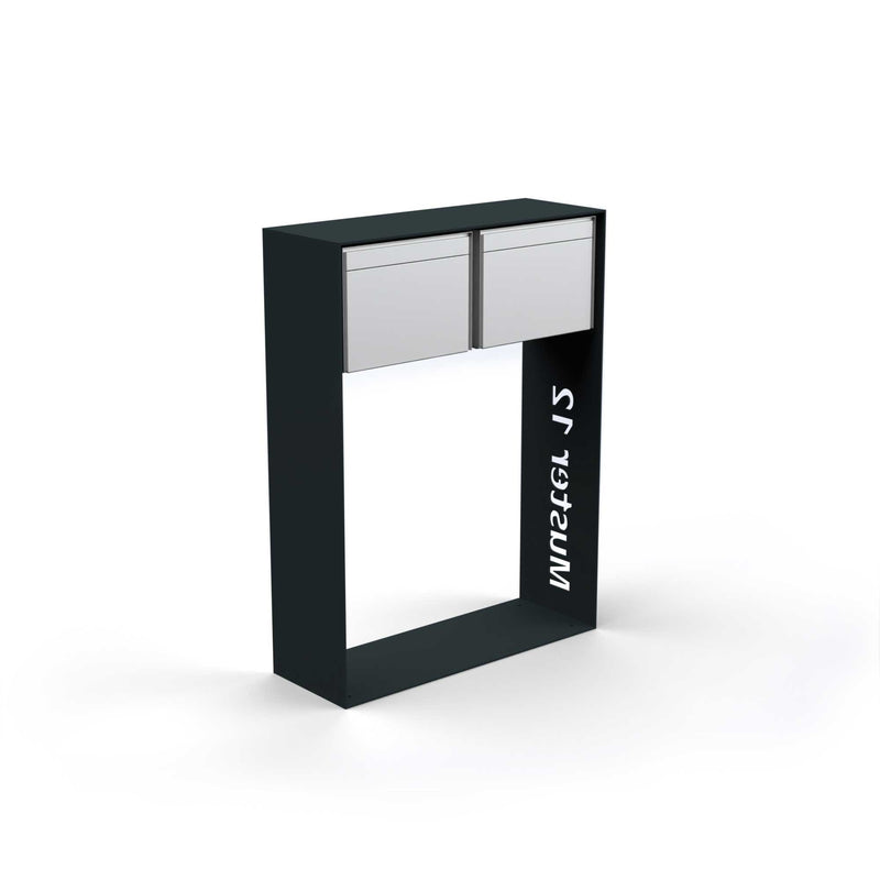 Horizontal double letterbox with lettering, powder coating