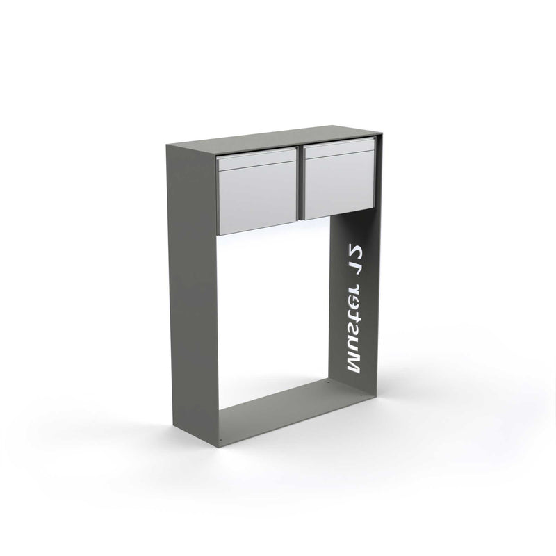 Horizontal double letterbox with lettering, powder coating