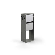 Vertical double letterbox with lettering, powder coating