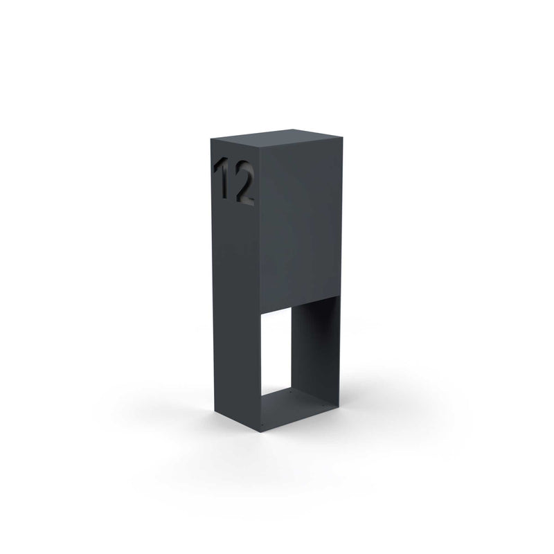 Vertical double letterbox with lettering, powder coating