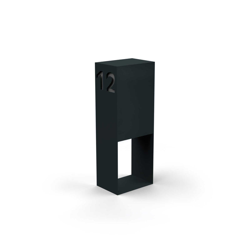 Vertical double letterbox with lettering, powder coating